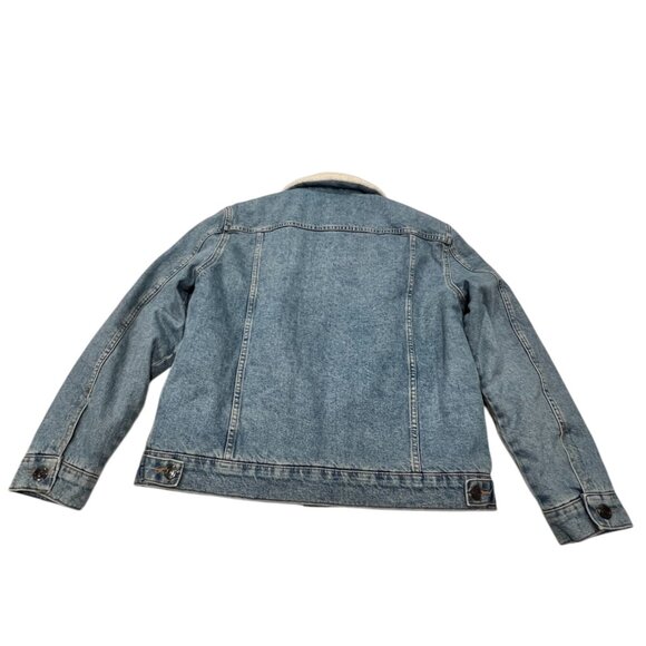 BDG Sherpa Denim Trucker Jean Jacket, Light Wash, L - Picture 4 of 9